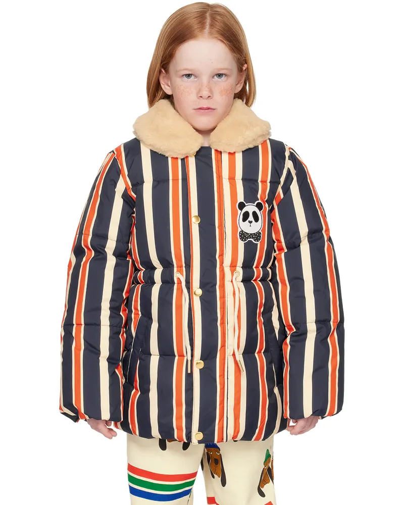 Mini Rodini Kids Red & Navy Panda Puffer Jacket Red