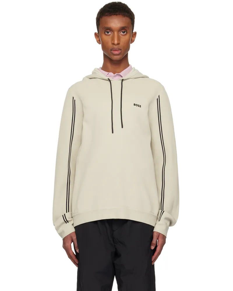 HUGO BOSS Beige Regular-Fit Knitted Hoodie 271-light