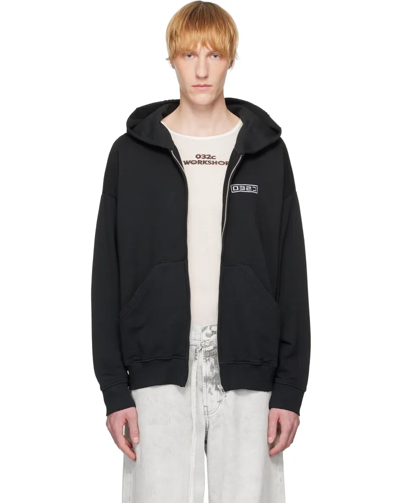 032c Black Routine Zip Hoodie Faded
