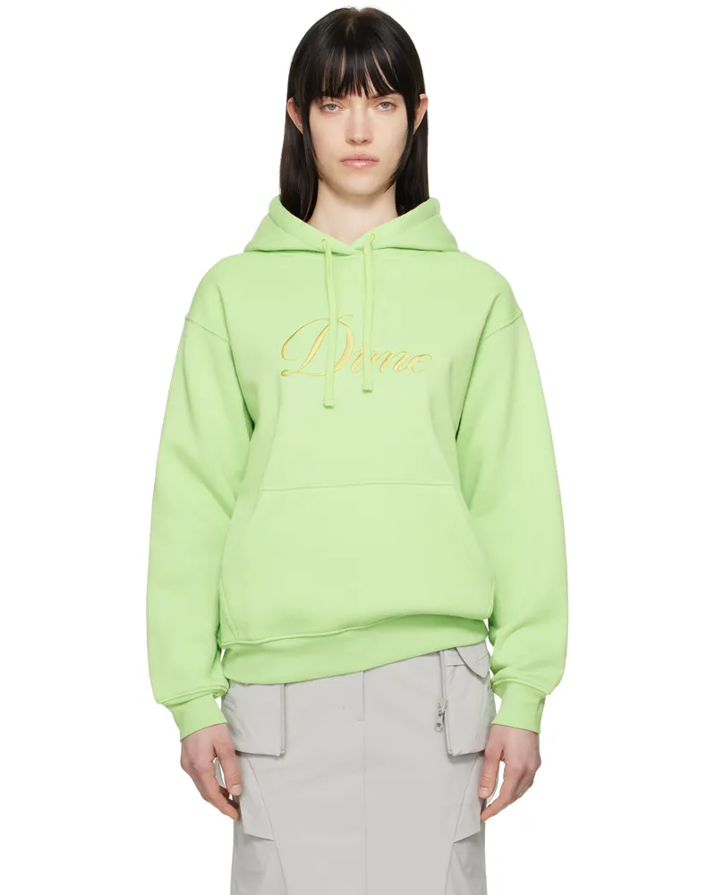 Dime Green Cursive Logo Hoodie Sage