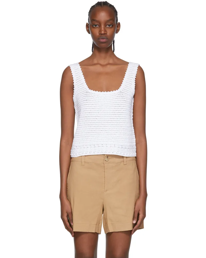 Vince White Organic Cotton Tank Top Optic