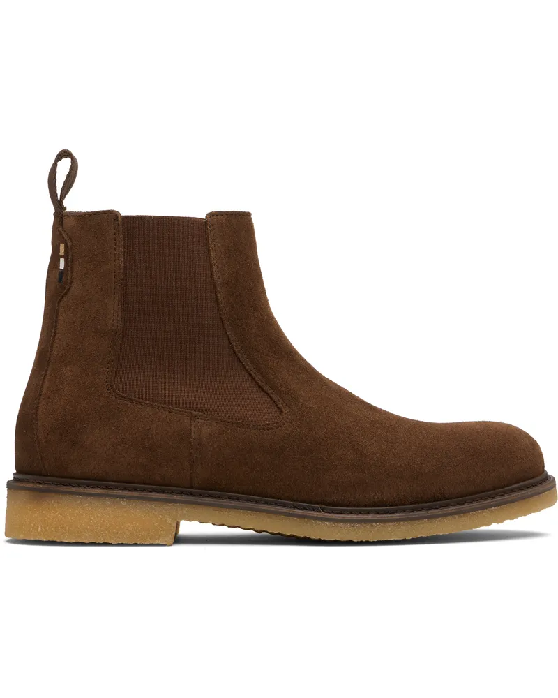 HUGO BOSS Brown Elasticated Panels Chelsea Boots 203-dark