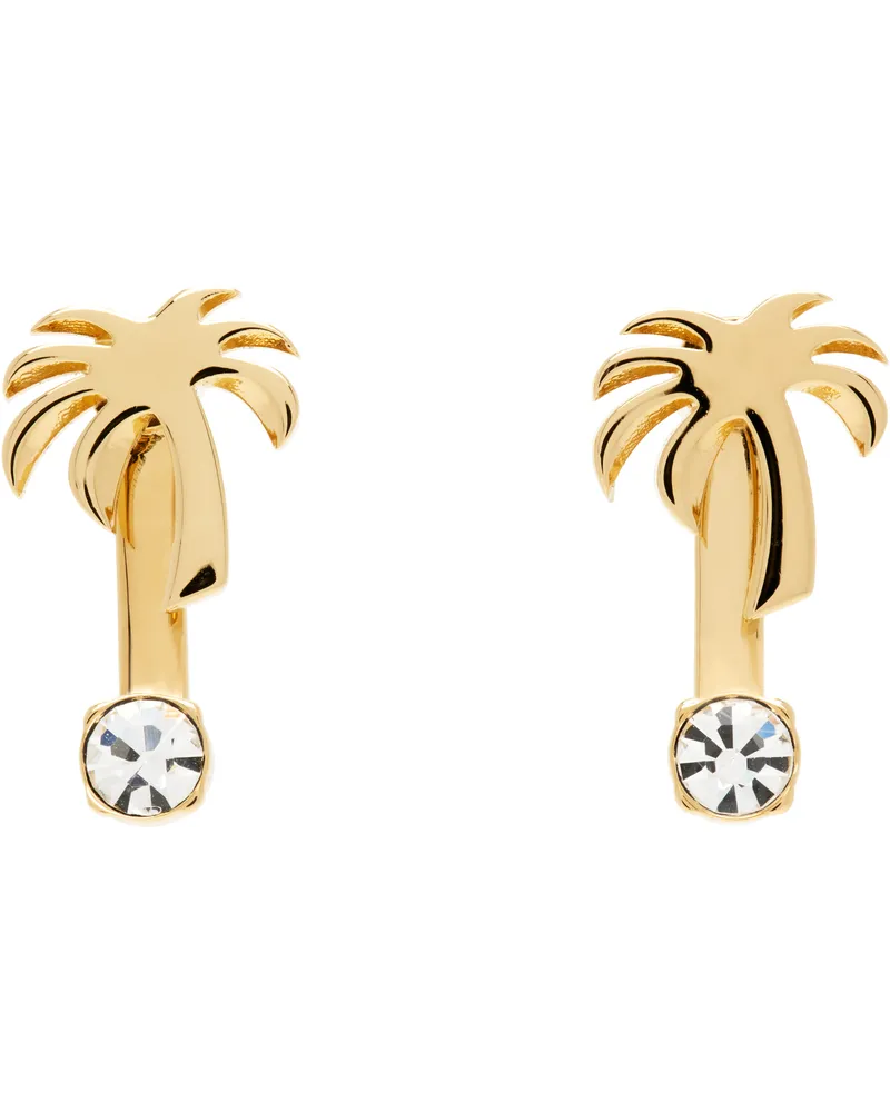 Palm Angels Gold Strass Palm Earrings Gold