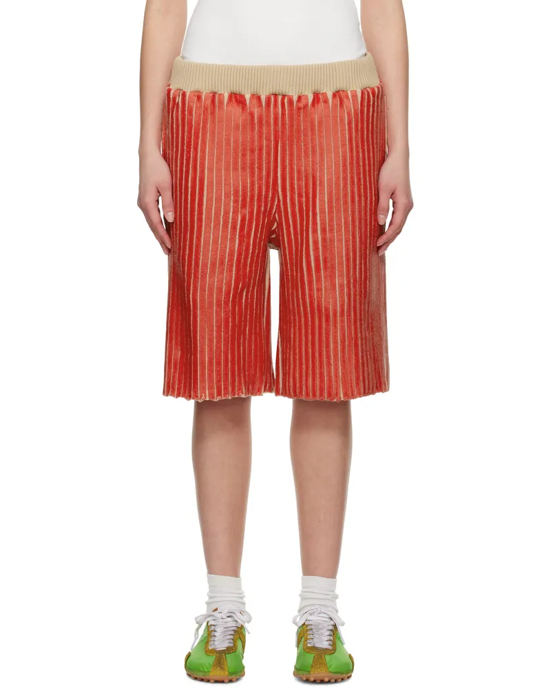 Stanley Raffington SSENSE Exclusive Red Ribbed Shorts Red