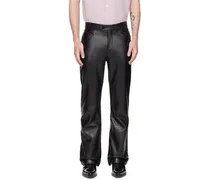 Black Flared Leather Trousers