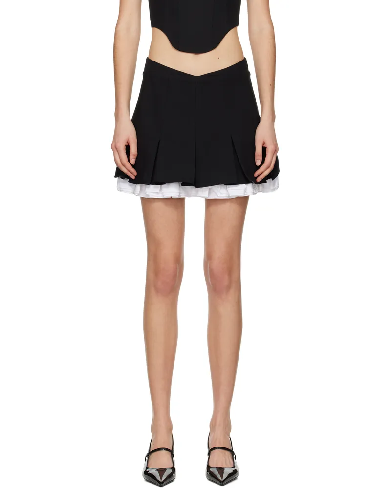 SHUSHU/TONG Black Double-Layered A-Shape Miniskirt Ba100