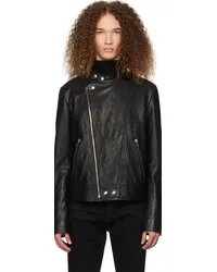 Balmain Black Zip Leather Jacket 0pa