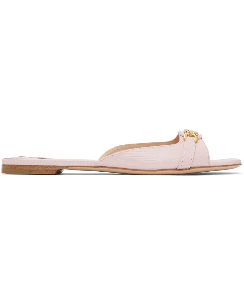 Tom Ford Pink Stamped Lizard Leather Slides 1p043