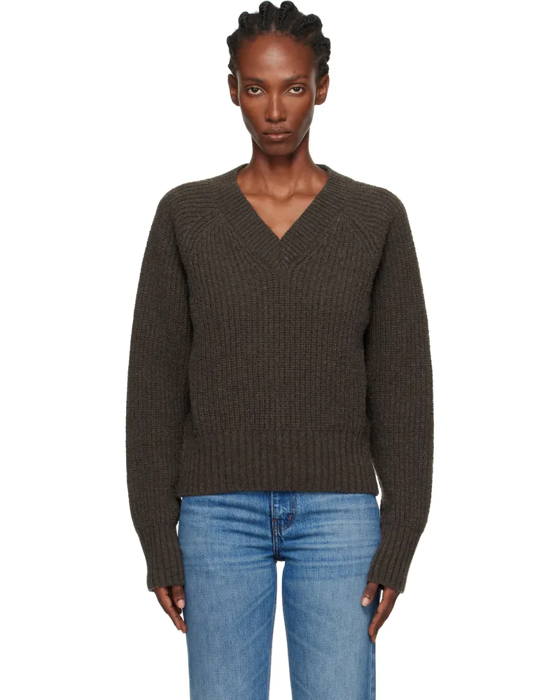 Mfpen Brown Plaza V-Neck Sweater Dark