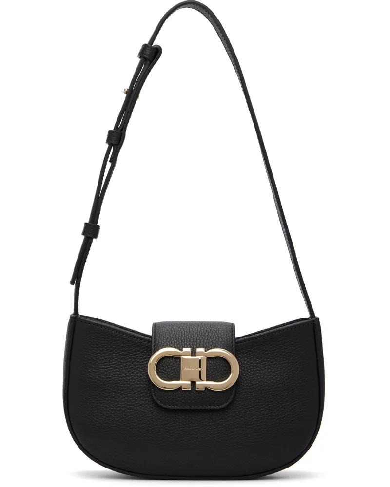Ferragamo Black Double Gancini Mini Bag 001