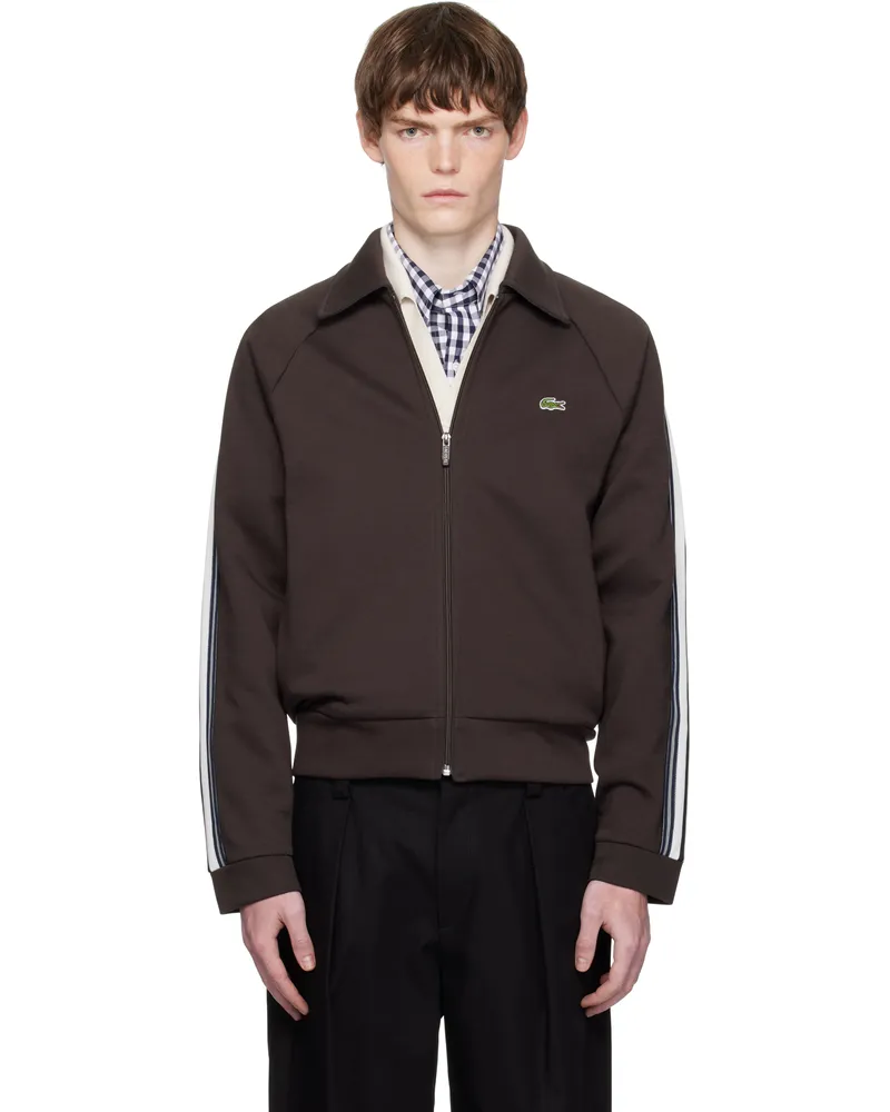 Lacoste Brown Made In France Zip-Up Sweatshirt Port