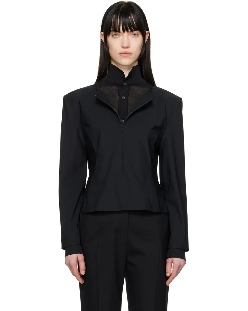AMOMENTO Black Boat Neck Two Way Top Black