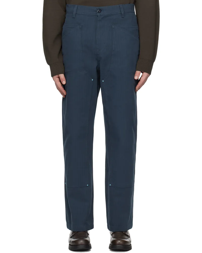 Uniform Bridge Navy Double Knee Stud Trousers Navy