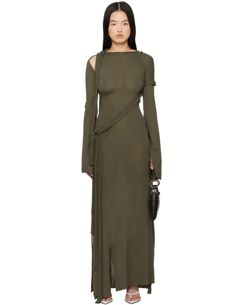 OTTOLINGER Khaki Deconstructed Longsleeve Maxi Dress Green