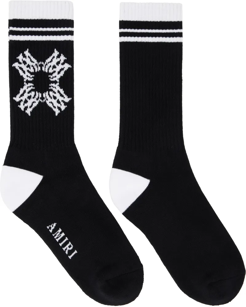 Amiri Black & White 'MA' Quad Socks Black