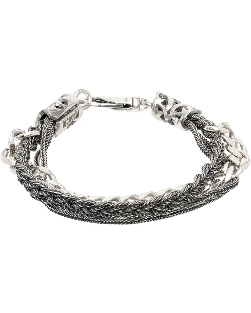 Emanuele Bicocchi Silver Double Braided Chain Bracelet Silver