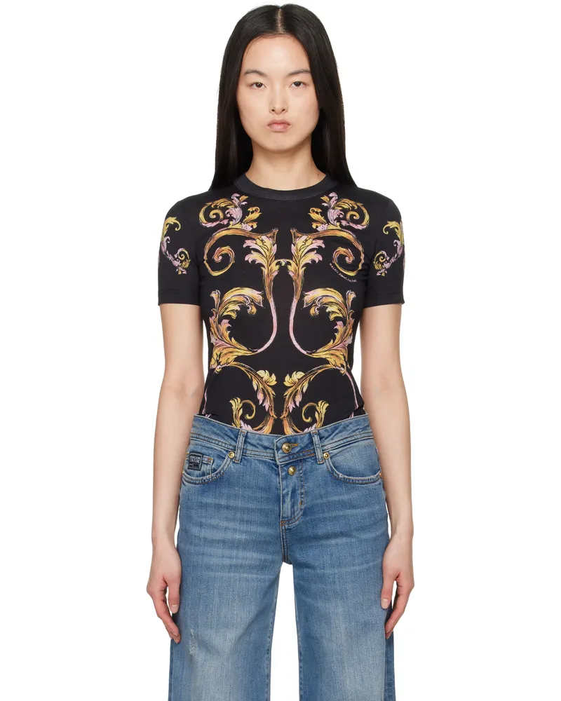 Versace Jeans Black Outline Barocco T-shirt Eg89
