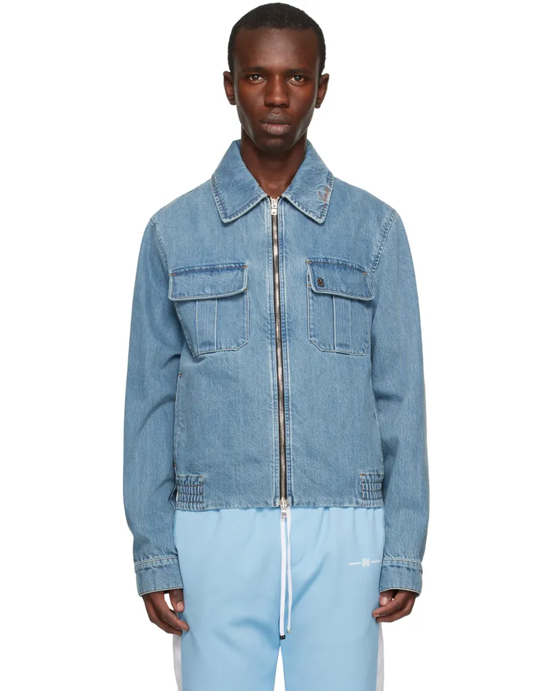 Amiri Indigo Two-Way Zip Denim Jacket Clay