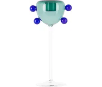 Blue Grand Pompom Candle Holder