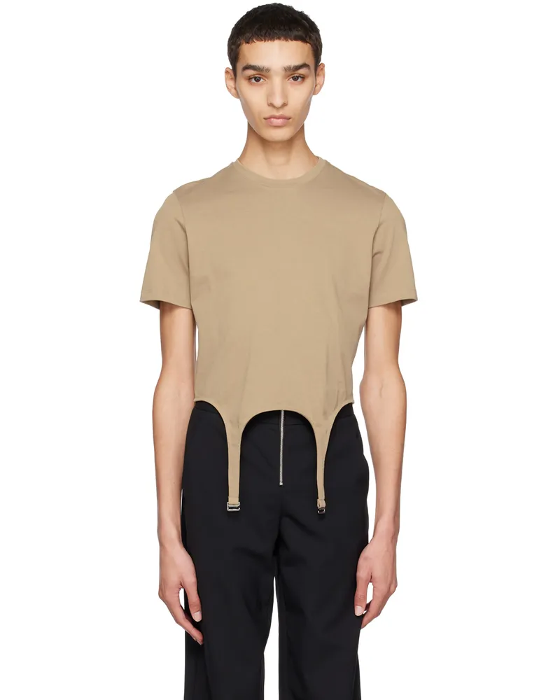 Dion Lee Khaki Garter T-Shirt Khaki