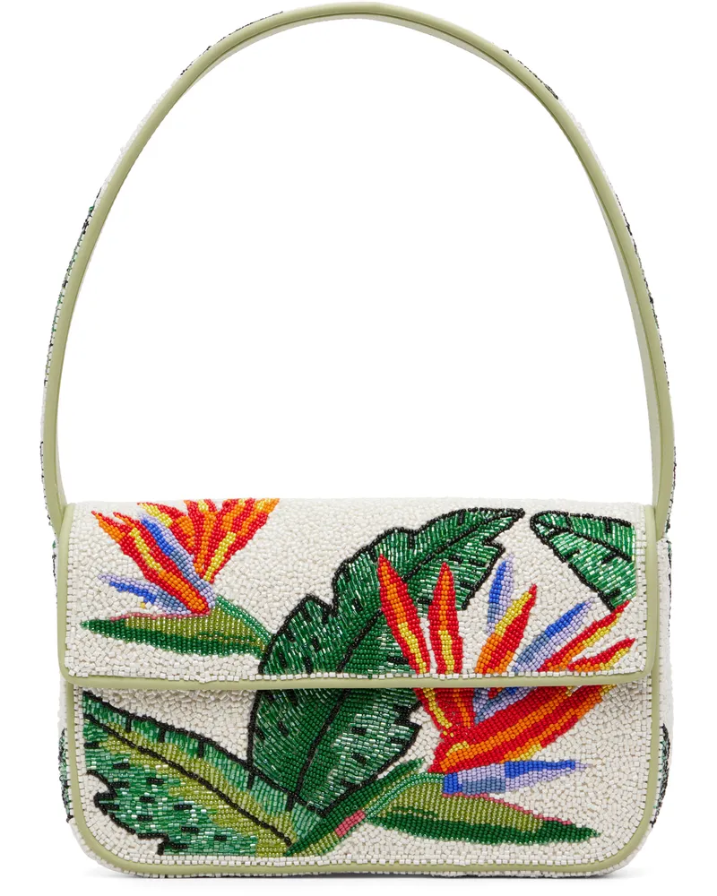 STAUD White & Green Tommy Beaded Bag Bopa