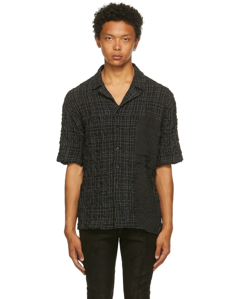 FREI-MUT Black Check Klemperer Short Sleeve Shirt Tar