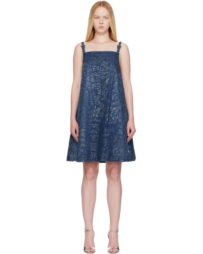 Versace Jeans Blue Glitter Finish Minidress E904