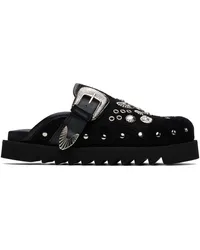 Toga Black Eyelet Metal Sabot Slip-on Loafers Black