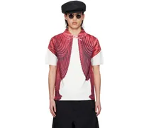 White & Red Graphic Polo