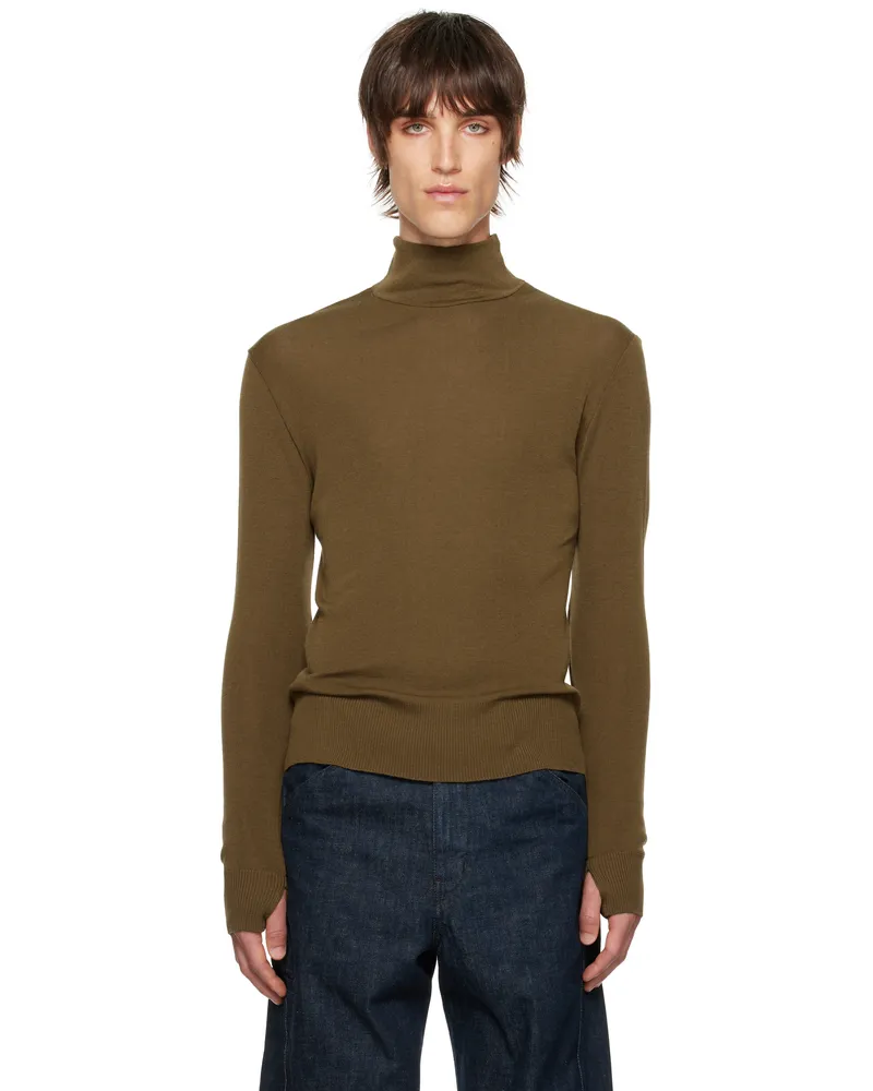 Christophe Lemaire Brown Seamless Turtle Neck Sweater Br425
