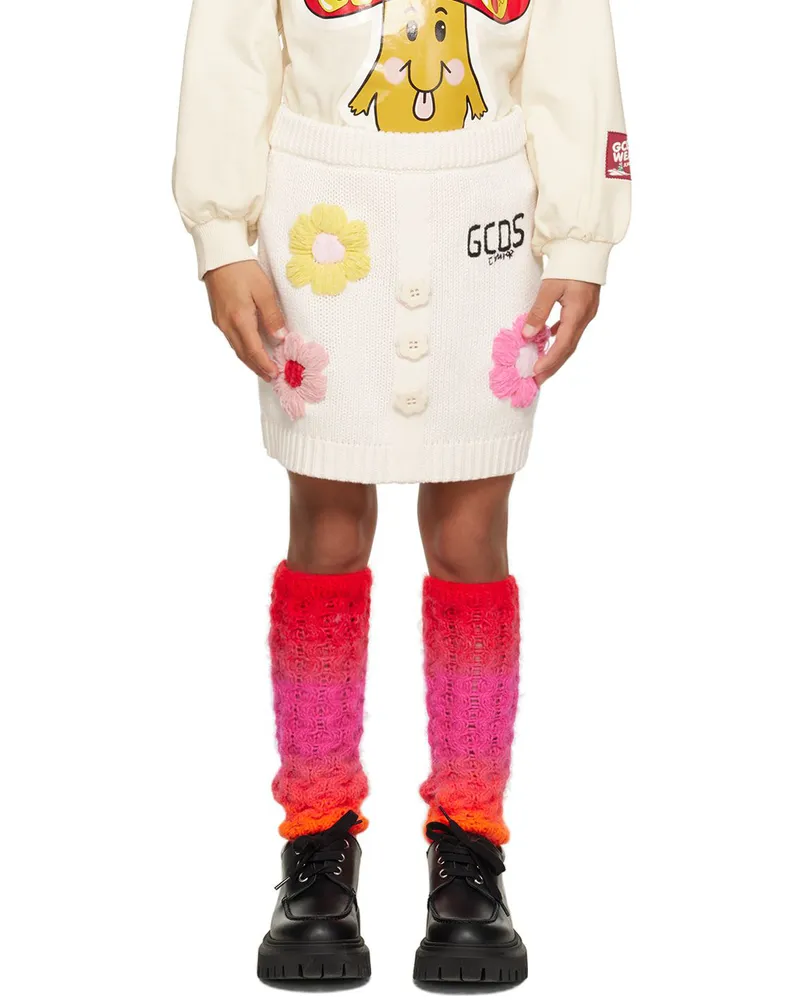 GCDS Kids White Floral Skirt Cloud