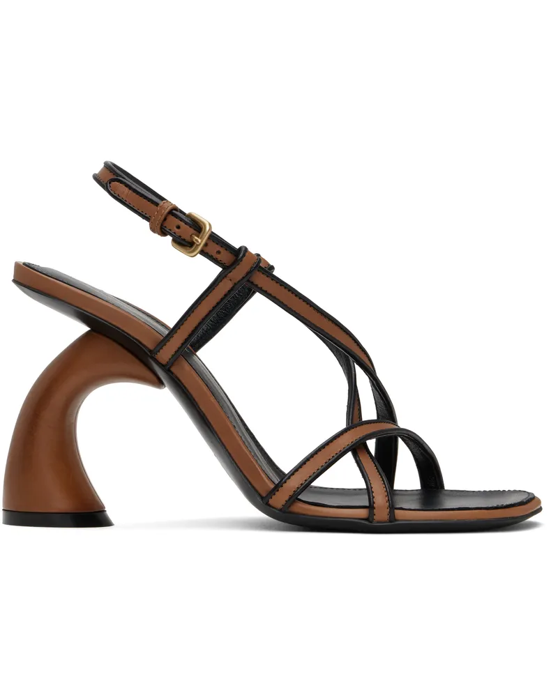 Dries van Noten Tan & Black Trimmed Heeled Sandals 712