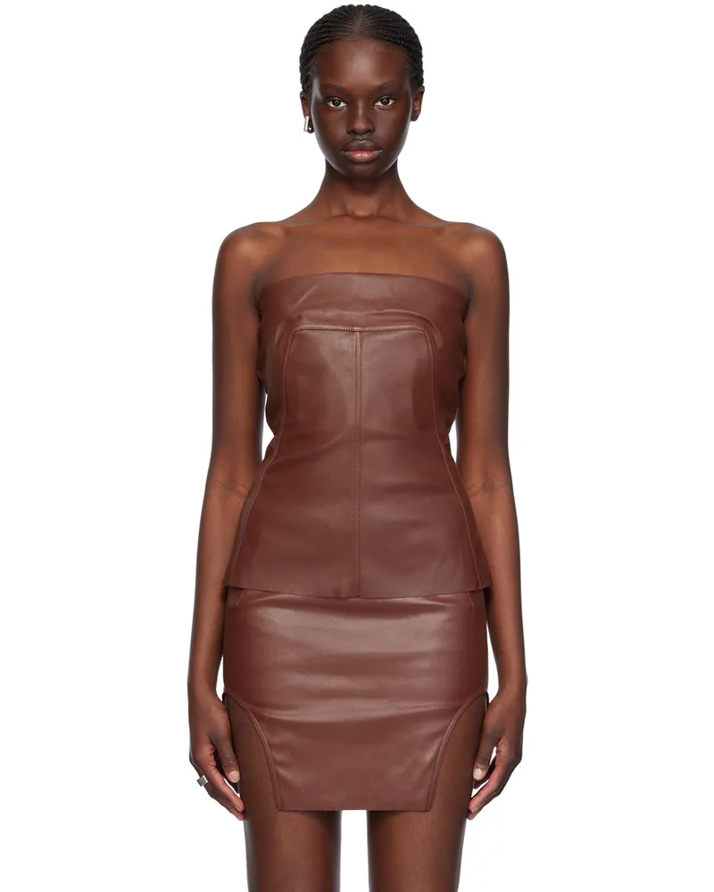 Rick Owens Brown Bustier Tank Top 73