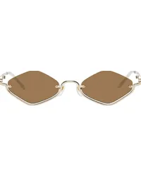 Gucci Gold Geometric Sunglasses Gold-gold-brown