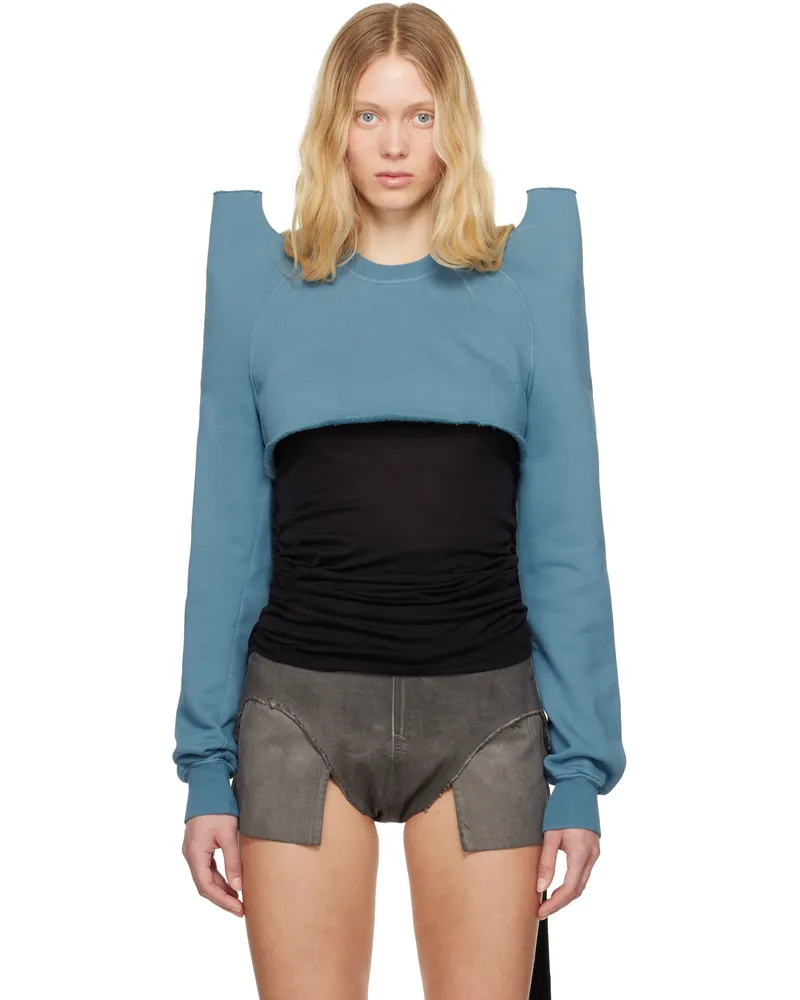 DRKSHDW by Rick Owens Blue Hollywood Cropped Tecsweat Sweatshirt 86