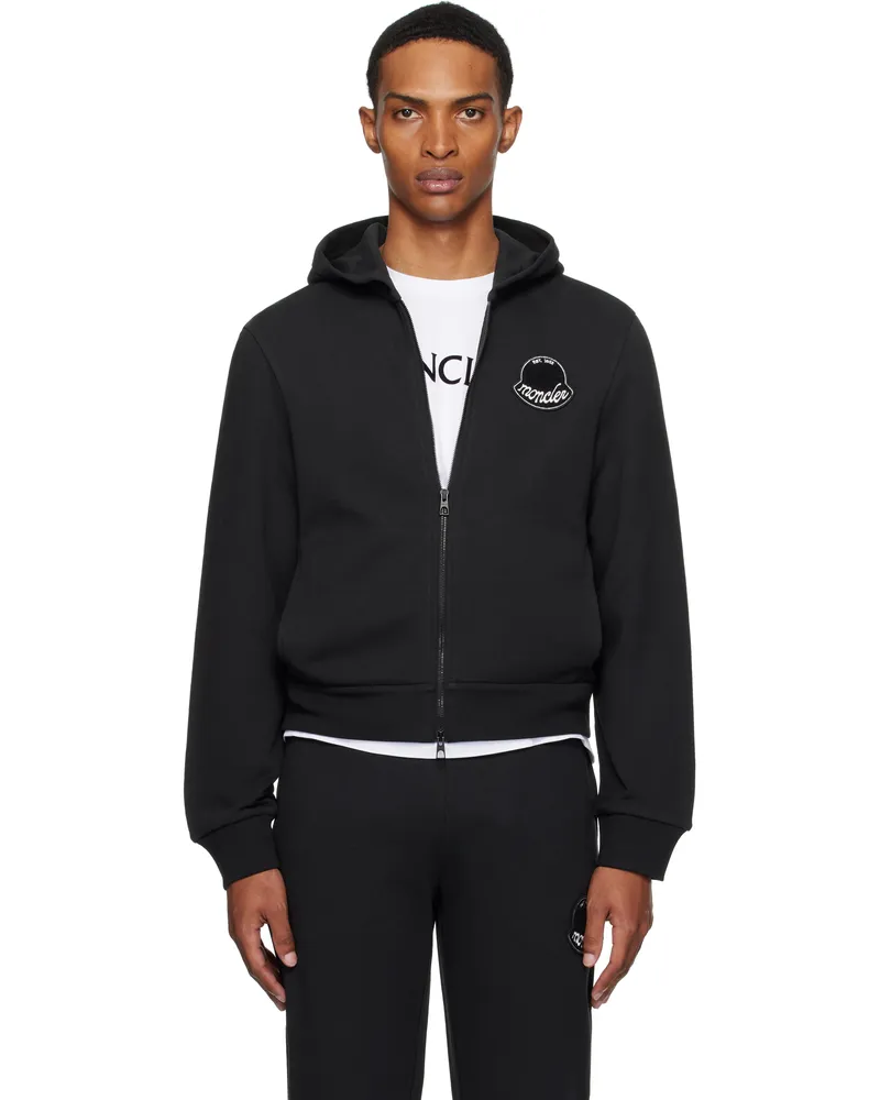 Moncler Black Logo Cotton Zip-Up Hoodie 998