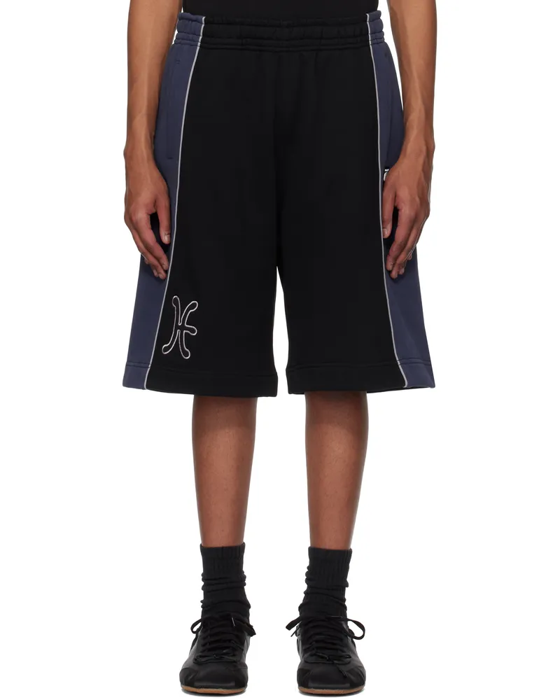 Kijun Black & Blue Paneled Shorts Black