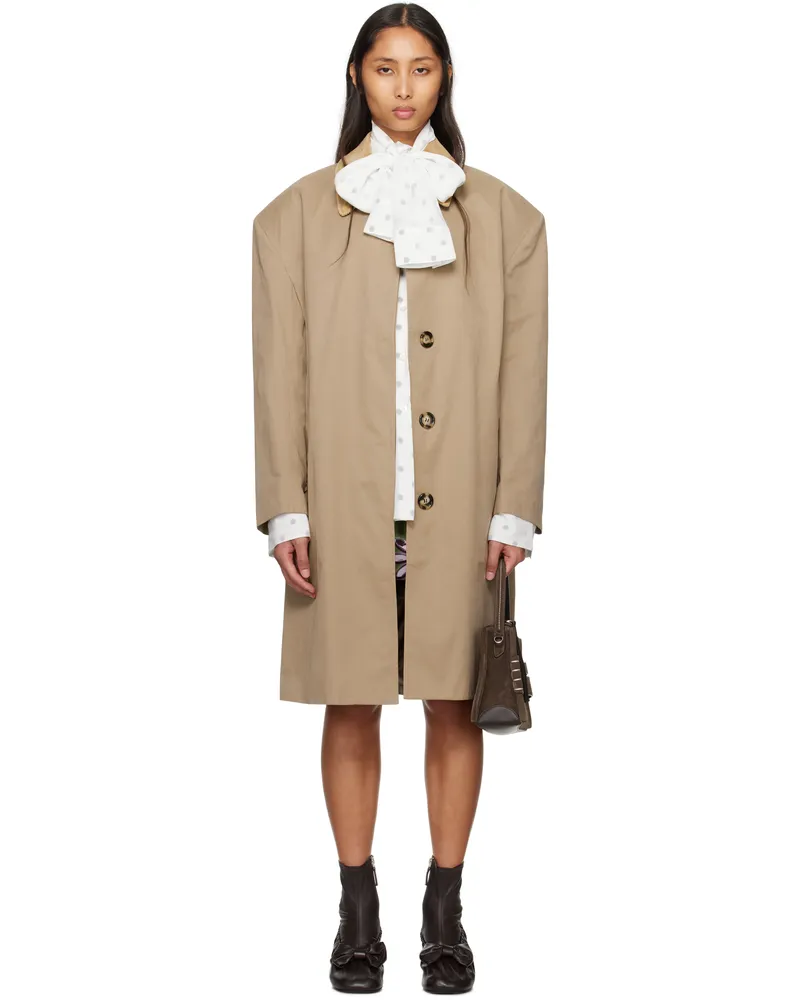 Meryll Rogge Beige Cotton Coating Mac Coat Sand