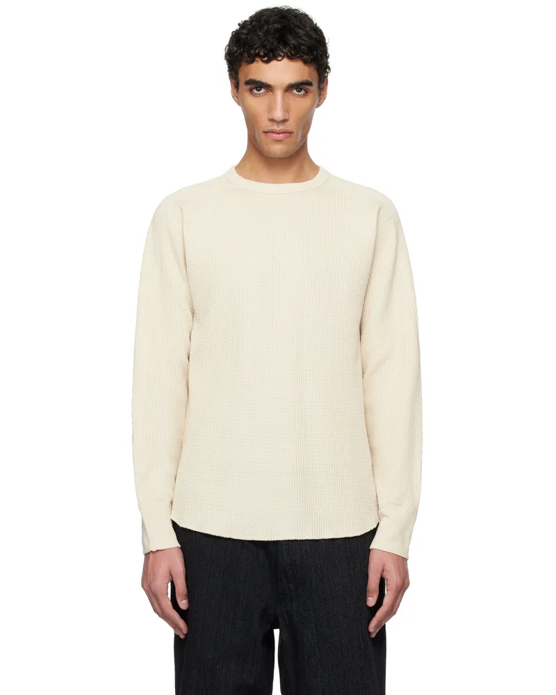 nanamica Off-White Crew Neck Thermal Sweat T-shirt Natural