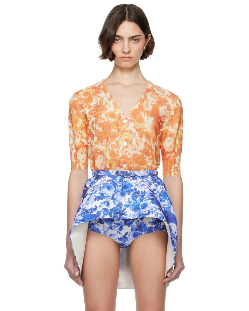 Bally Orange Rosengarten Print Cardigan I2c2