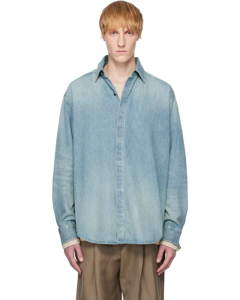 Fear of God Blue Button Up Denim Shirt Indigo