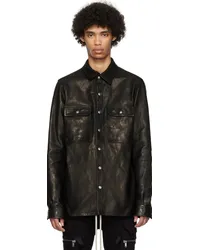 Rick Owens Black Waxed Leather Jacket Black