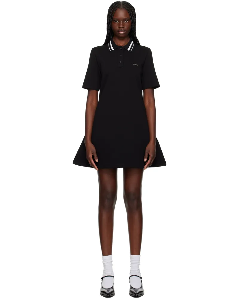 WE 11 DONE Black Short-Sleeved Polo Minidress Black