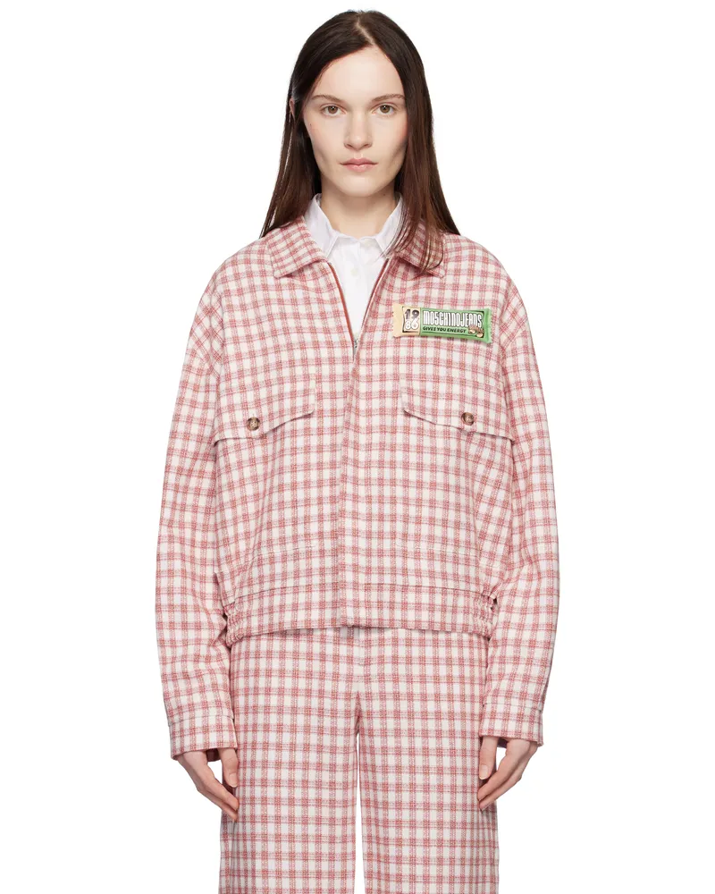 Moschino Red Viscose-Linen Check Jacket 1073