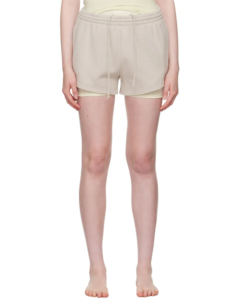SKIMS Taupe Cotton Fleece Shorts Stone
