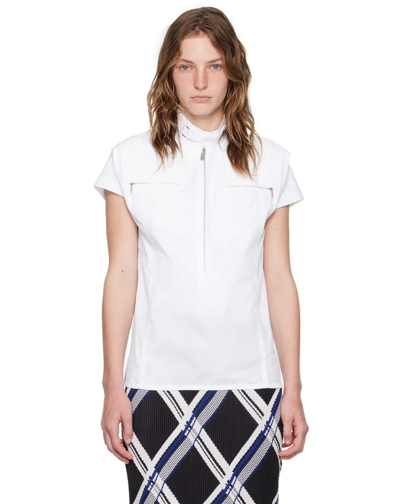 Burberry White Half-Zip Vest White
