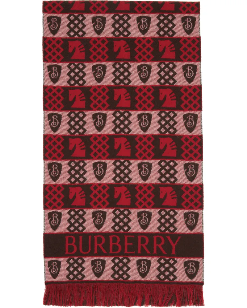 Burberry Red & Brown Chess Fair Isle Wool Scarf Post