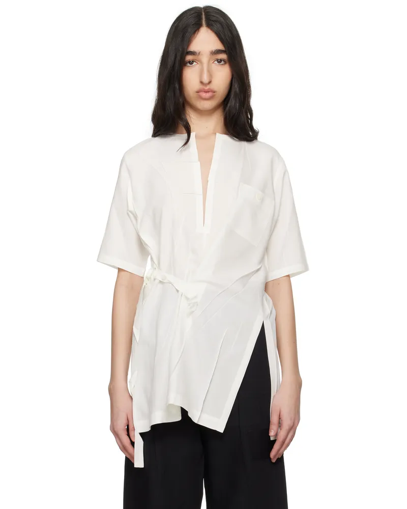 Issey Miyake White Pressed Form Blouse 05
