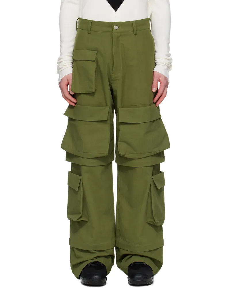 Spencer Badu Khaki Safari Cargo Pants Green