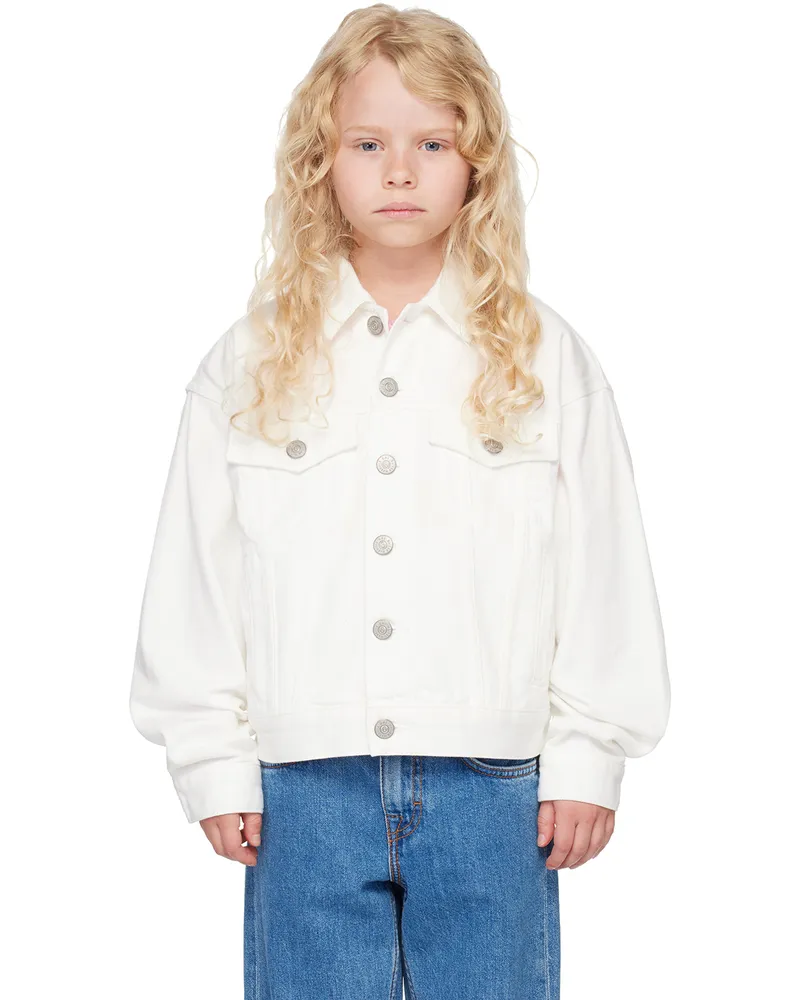 Maison Margiela Kids White Embroidered Denim Jacket M6101